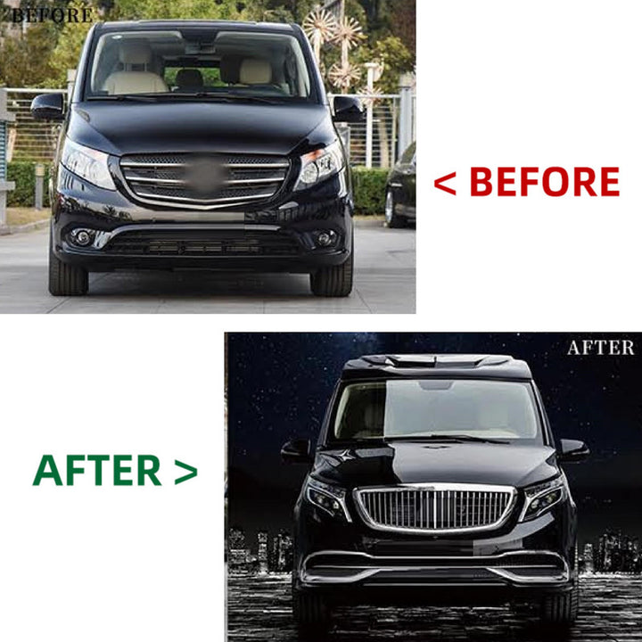 Car Craft Compatible With Mercedes Benz V Class Vito W447 2016-2021 To W447 Lci 2022 Maybach S680 Upgrade Facelift Conversion Bodykit Bumper Hood Headlight Taillight