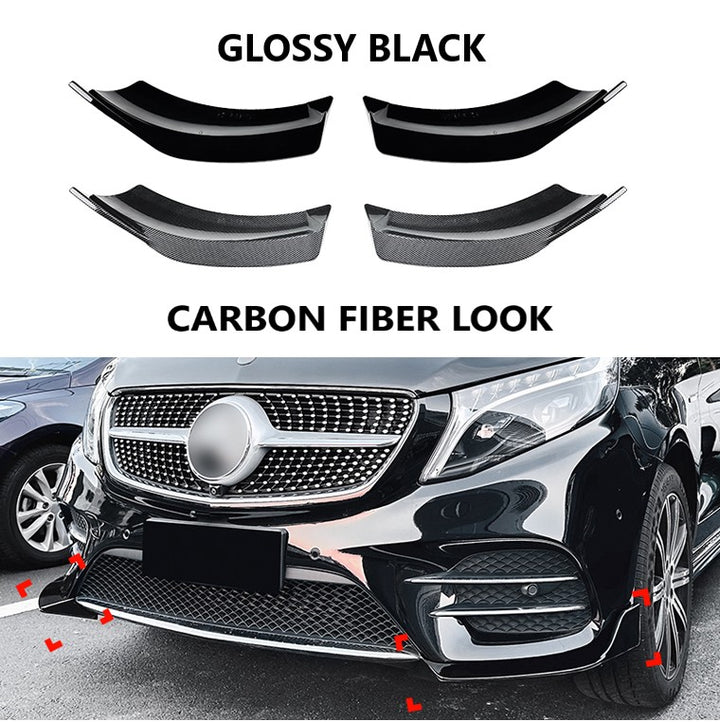 Car Craft Compatible With Mercedes Benz V Class W447 2018-2023 Rear Amg Bumper Air Vent Splitter Side Skirts Flag Canard Carbon Fiber Look Zst-578 Cf