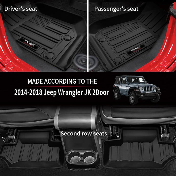 Car Craft Compatible With Jeep Wrangler Rubicon 2019-2024 Car Floor Mats Anti-slip Foot Pads All-weather Tpe Protection 1st & 2nd Row Floor Liners Hy3008 CC-7583 - CAR CRAFT INDIA