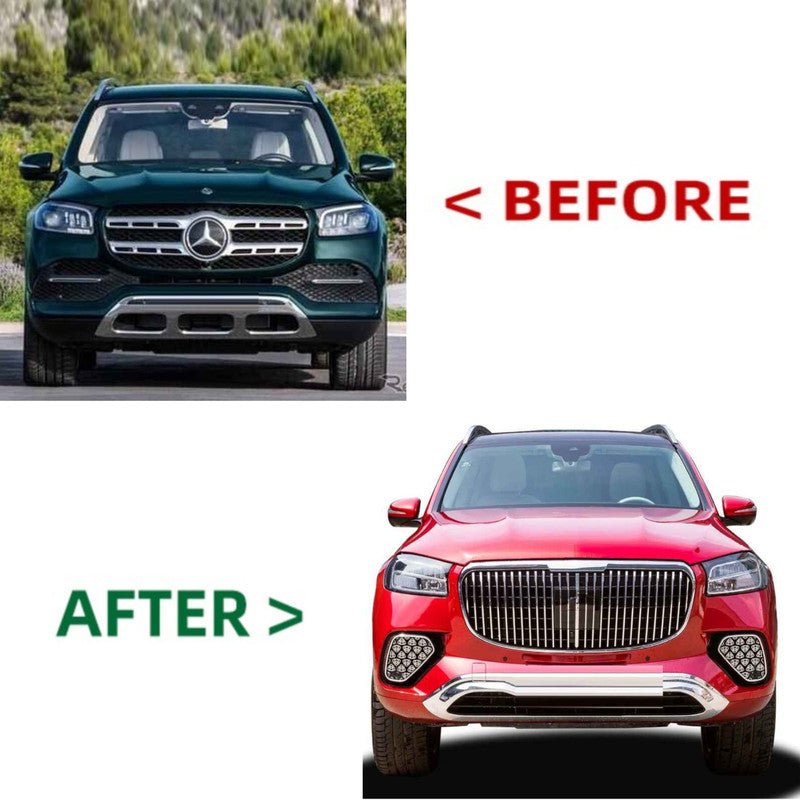 Car Craft Compatible With Mercedes Benz Gls W167 X167 2019-2024 Upgrade Facelift Convert To Gls Maybach Bodykit Front Bumper Grill Fog Trim Skirts