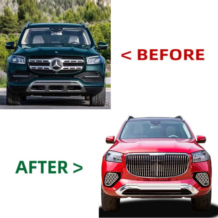 Car Craft Compatible With Mercedes Benz Gls W167 X167 2019-2024 Upgrade Facelift Convert To Gls Maybach Bodykit Front Bumper Grill Fog Trim Skirts
