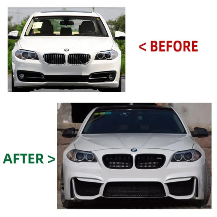 Car Craft Compatible With Bmw 5 Series F10 2010-2017 Front Rear Bumper Upgrade Convert To M Sport M4 Bodykit Body Kit Bumper Side Skirt Rear After Lip Diffuser Gc F10 18 034 CC-10678