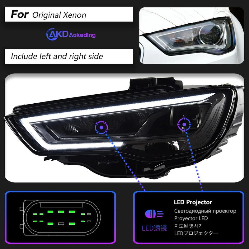Car Craft Compatible With Audi A3 2013-2016 Xenon Car Front Upgraded Head Light Lamp Xenon Headlight Retrofit Upgrade Modified Led Drl Hid Led Style