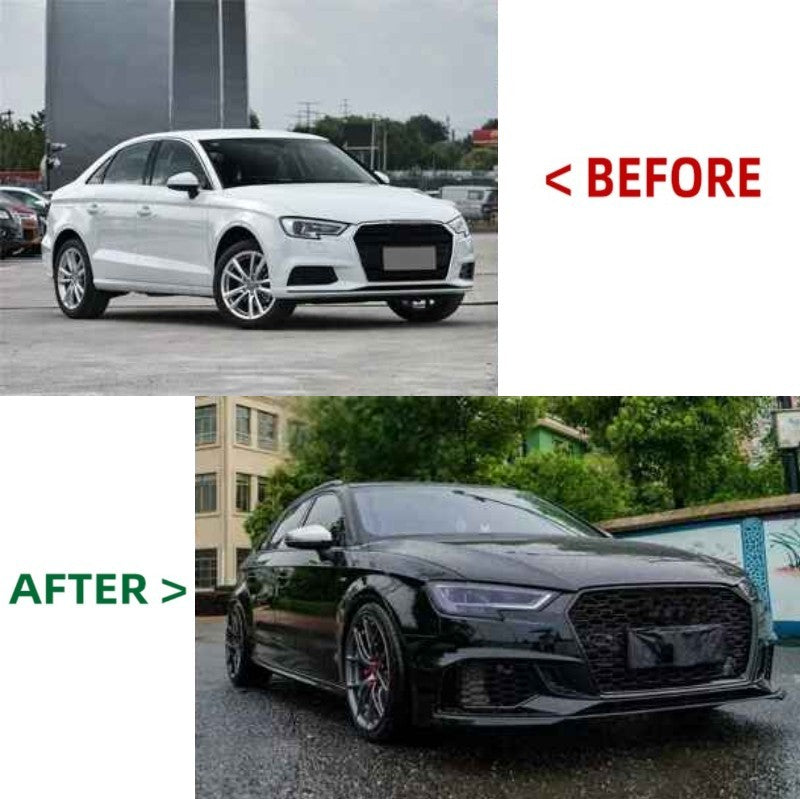 Car Craft Compatible With Audi A3 2017-2020 Upgrade Convert To Rs3 S3 Sport Bumper Front Bodykit Mesh Gc A3-013 - CAR CRAFT INDIA