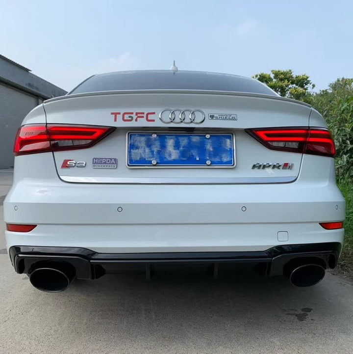 Car Craft Compatible With Audi A3 2017-2020 Rs3 S Line Rear After Bumper Lip Diffuser Skirts Gloss Black Kt-ada3-014