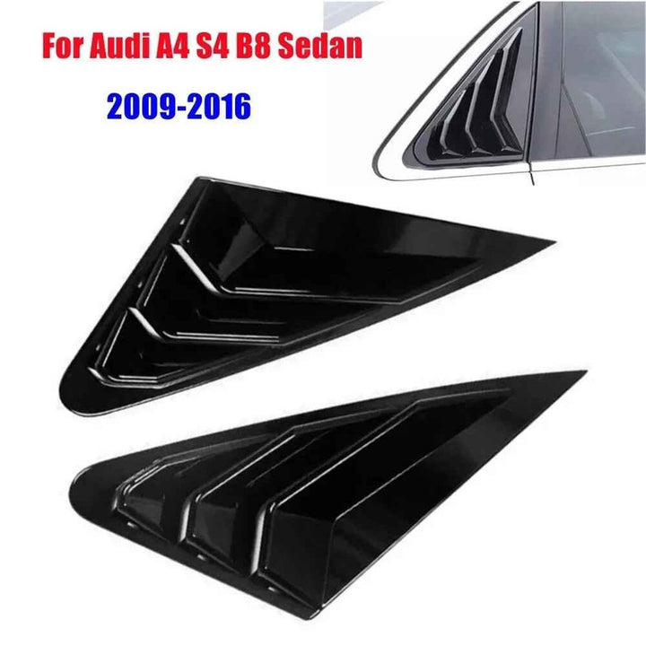 Car Craft Compatible With Audi A4 B8 Sedan 2009-2016 Car Rear Window Shutter Cover Louver Side Vent Trim Triangle Glossy Black