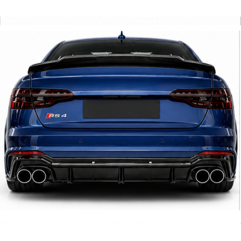 Car Craft Compatible With Audi A4 B9 2017-2020 Upgraded Facelift Convert To Rs4 S4 Sport Bodykit Rear After Bumper Lip Diffuser Skirt Trim Splitter 2 Black A4-027 Gc Df 2
