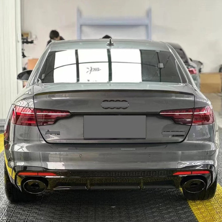 Car Craft Compatible With Audi A4 B9.5 2021+ Upgraded Facelift Convert To Rs4 Sport Bodykit Rear After Bumper Lip Diffuser Skirt Splitter With Exhaust Pipe Tip A4-049 Gc Glossy Black