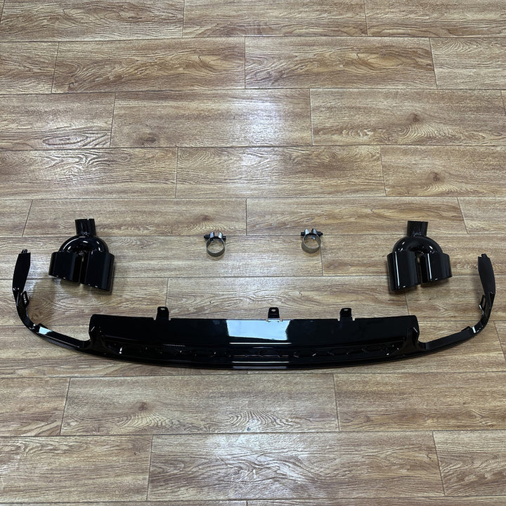 Car Craft Compatible With Audi A6 C8 2019-2024 Standard Stock Rear Bumper Lip Diffuser With Exhaust Pipe Tip Rsu