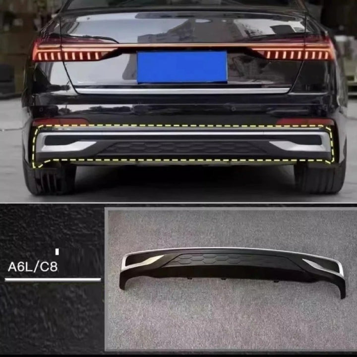 Car Craft Compatible With Audi A6 C8 2019-2025 Upgraded Facelift Convert To Rs6 S6 Sport Bodykit Front Grill Lip Fog Grill Diffuser Lip Skirt Trim Black Grille Acc Style All Logo Silver A6-103 Gc