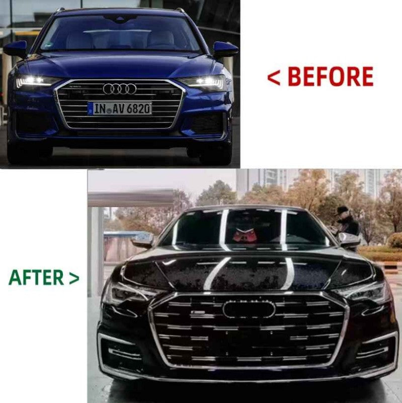 Car Craft Compatible With Audi A6 S6 Rs6 C8 2019-2023 Front Rs6 Sport Bumper Upgraded Fog Lamp Light Gril Cover Mesh Trim Silver Chorme - CAR CRAFT INDIA