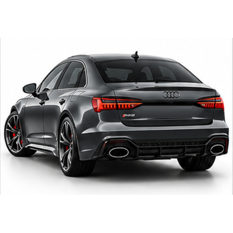 Car Craft Compatible With Audi A6 C8 2019-2025 Rs6 Bumper Rear After Lip Diffuser With Exhust Pipe Tip Honeyconb Water Transfer Printing Diamond Stainless Steel A6-072 Gc