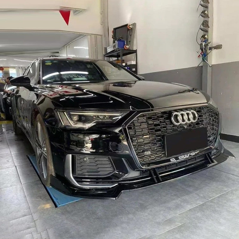 Car Craft Compatible With Audi A6 C8 2019-2025 Rs6 S6 Sport Front Bumper Lip Splitter Skirt Trim A6-018 019 Gc Glossy Black CC-11297