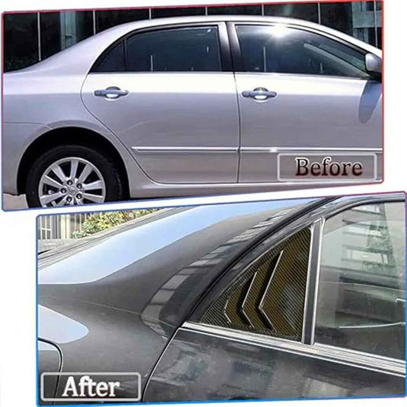 Car Craft Compatible With Toyota Corolla Altis 2008-2013 Car Rear Window Shutter Cover Louver Side Vent Trim Triangle Glossy Black