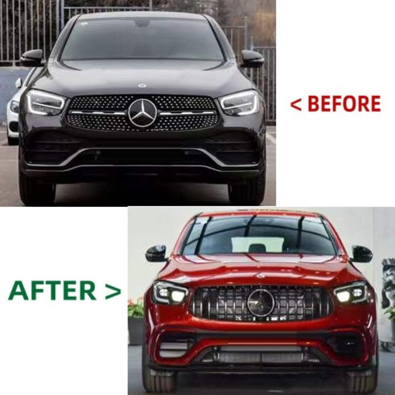 Car Craft Compatible With Mercedes Benz Glc Coupe C253 C253 W253 Lci 2020-2023 Upgrade Conversion Amg Bodykit Bumper Front Grill Lip Splitter Skirts Wheel Arch - CAR CRAFT INDIA