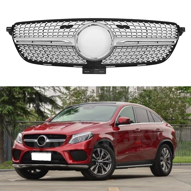 Car Craft Compatible With Mercedes Benz Gle Coupe W166 X166 C292 W292 2015-2019 Front Amg Bumper Show Grill  Diamond Silver - CAR CRAFT INDIA