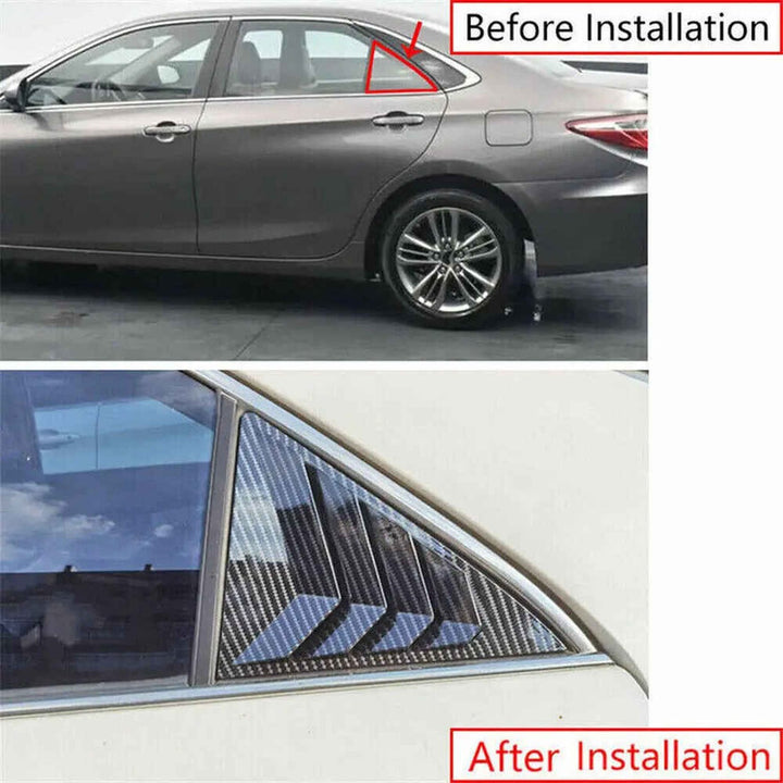Car Craft Compatible With Toyota Camry 2006-2011 Car Rear Window Shutter Cover Louver Side Vent Trim Triangle Carbon Fiber Look
