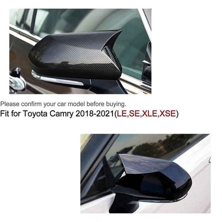 Car Craft Compatible With Toyota Camry 2018‑2025 Le Se Xle Xse Side Rear View Case Wing Cap Shell Housing Mirror Covers 3m Tape Pasting Style Carbon Fiber Look Model A CC-11525