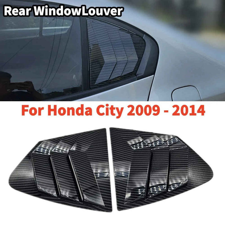 Car Craft Compatible With Honda City 2009-2013 Car Rear Window Shutter Cover Louver Side Vent Trim Triangle Glossy Black