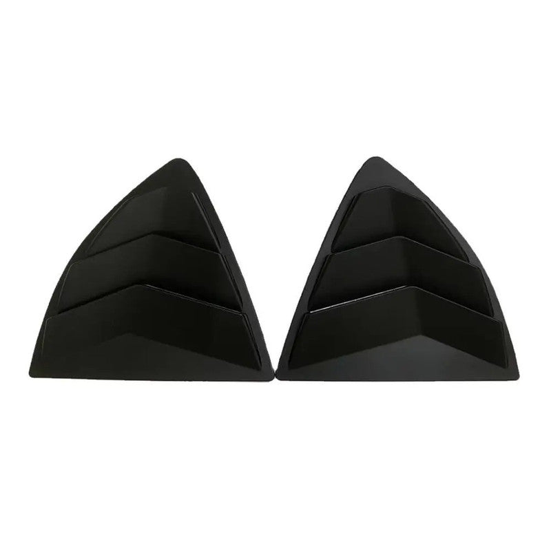 Car Craft Compatible With Honda City 2020-2024 Car Rear Window Shutter Cover Louver Side Vent Trim Triangle Glossy Black