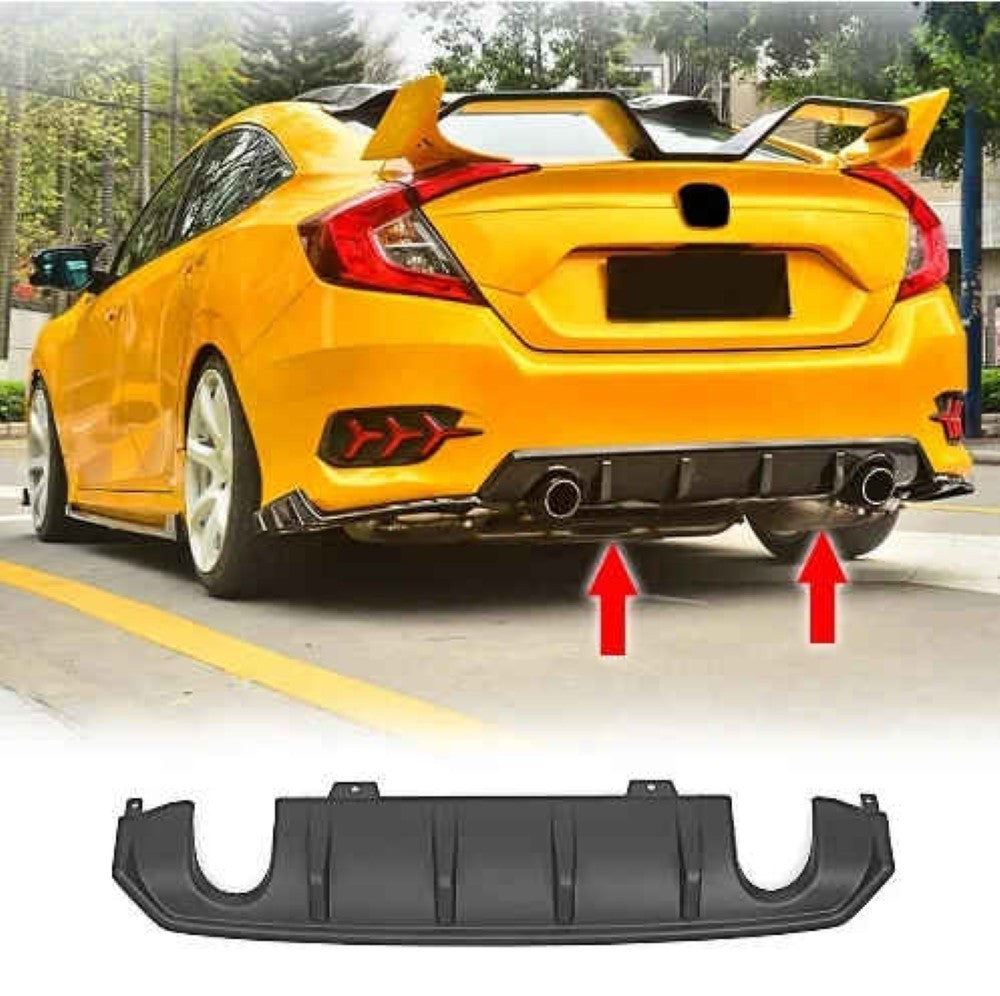 Car Craft Compatible With Honda Civic 2016-20219 Rear After Bumper Lip Diffuser Skirt Splitter Trim Carbon Fiber Look Model A