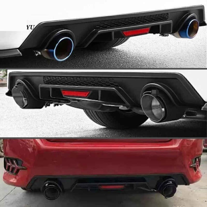 Car Craft Compatible With Honda Civic 2016-20219 Rear After Bumper Lip Diffuser Skirt Splitter Trim F1 Led Light Carbon Fiber Look Model D