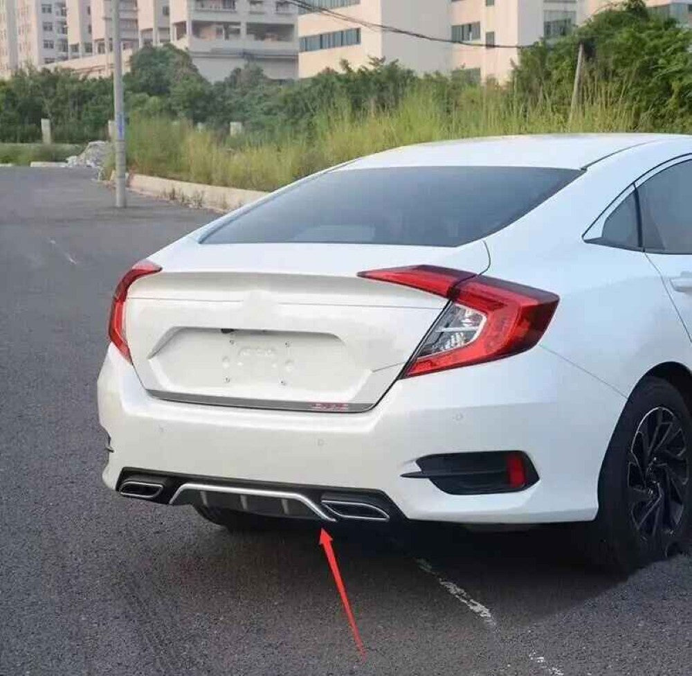 Car Craft Compatible With Honda Civic 2016-20219 Rear After Bumper Lip Diffuser Skirt Splitter Trim Black Silver Model E