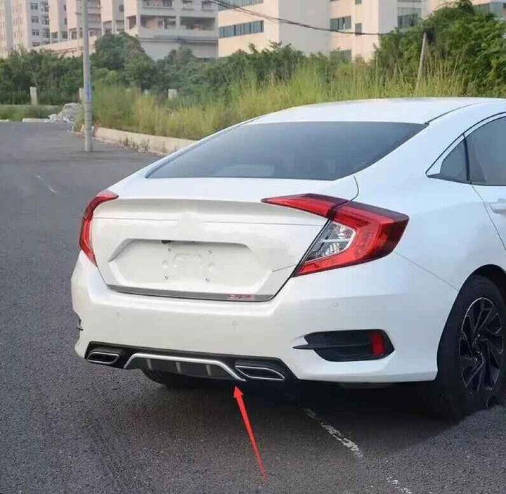 Car Craft Compatible With Honda Civic 2016-20219 Rear After Bumper Lip Diffuser Skirt Splitter Trim Black Silver Model E