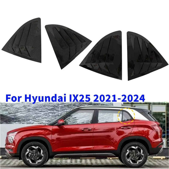 Car Craft Compatible With Hyundai Creta Ix25 2021-2025 Car Rear Window Shutter Cover Louver Side Vent Trim Triangle Glossy Black