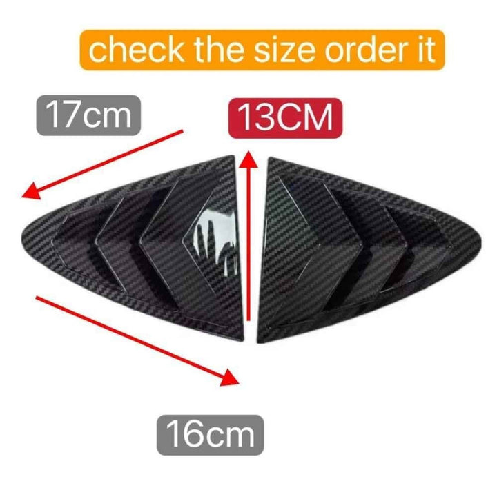 Car Craft Compatible With Chevrolet Cruze 2009-2017 Car Rear Window Shutter Cover Louver Side Vent Trim Triangle Carbon Fiber Look