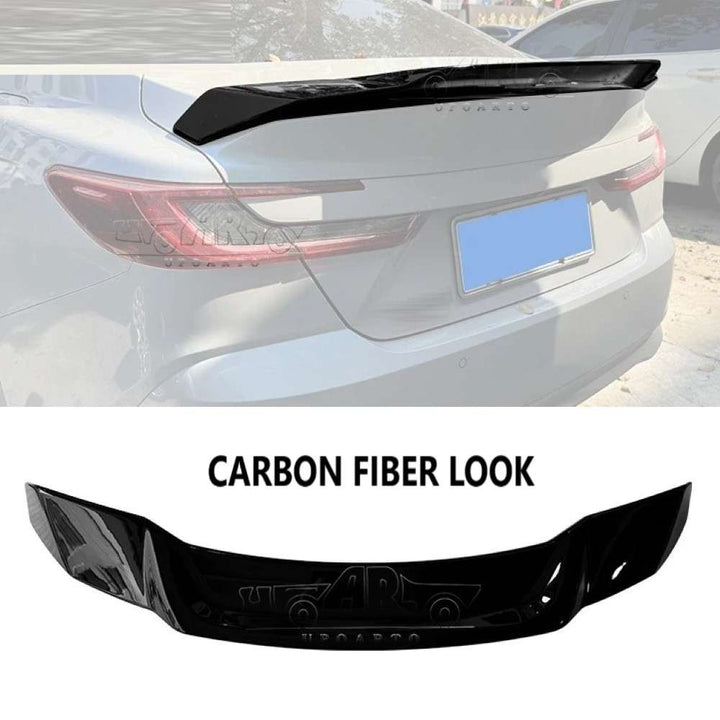 Car Craft Compatible With Toyota Camry 2024+ Rear Trunk Wing Boot Spoiler Lip Splitter Skirt R Style Ar-toyota-0102 Cf Carbon Fiber Look - CAR CRAFT INDIA