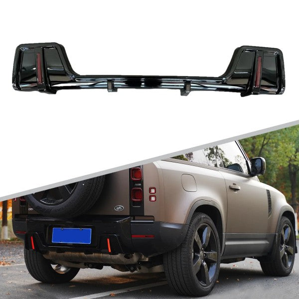 Car Craft Compatible With Land Range Rover Defender 90 110 130 2020-2026 L663 Car Rear After Bumper Lip Skirts Splitter Diffuser With Led Light Rock Style Kt Design Carbon Fiber Look - CAR CRAFT INDIA
