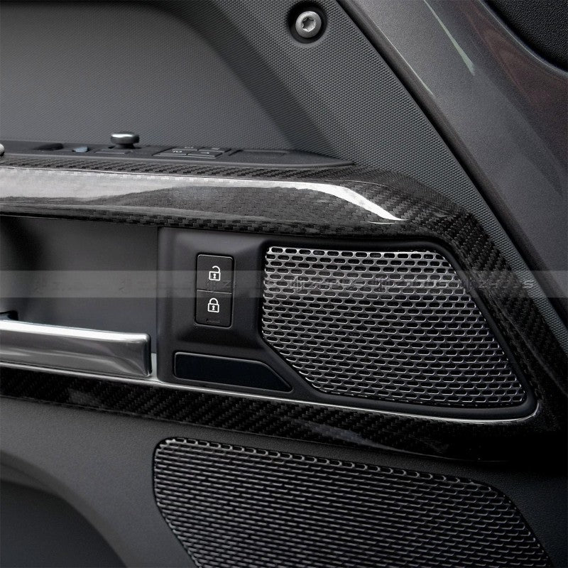 Car Craft Compatible With Range Land Rover Defender 90 110 130 L663 Lr129997 2020+ Car Interior Inner Pull Door Handle Trim Speaker Grill Cover Frame Trim Real Carbon Fiber