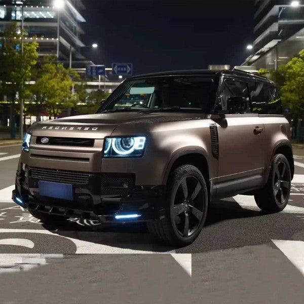 Car Craft Compatible With Land Range Rover Defender 90 110 130 2020-2026 L663 Front Bumper Lip Splitter Skirts Vent Kt Rock Design Ms Style 1 Led Carbon Fiber Look - CAR CRAFT INDIA