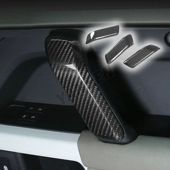 Car Craft Compatible With Range Land Rover Defender 90 110 130 L663 Lr129997 2020+ Car Interior Inner Pull Door Handle Trim Cover Carbon Fiber Look
