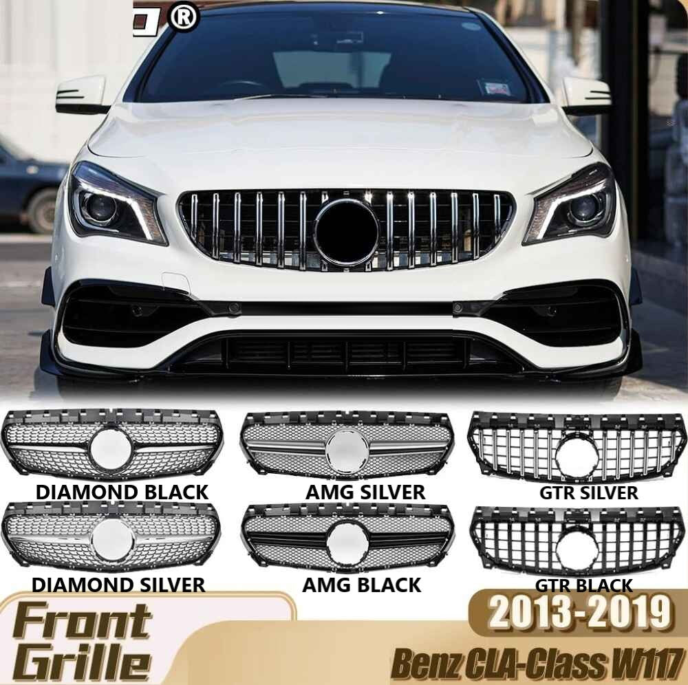 Car Craft Compatible With Mercedes Benz Cla Class W117 C117 X117 2013-2019 Upgrade Front Bumper Cla45 Amg Show Grill Diamond Silver CC-1749