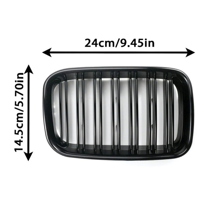 Car Craft Compatible With Bmw 3 Series E36 1991-1994 M3 M Sport Front Bumper Show Grill Glossy Black Gc E36-001