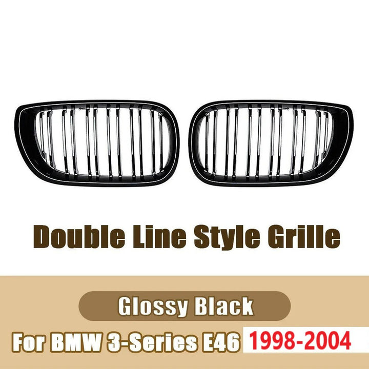 Car Craft Compatible With Bmw 3 Series E46 1998-2004 Upgrade Front Bumper Show Grill Glossy Black 2 Door - CAR CRAFT INDIA