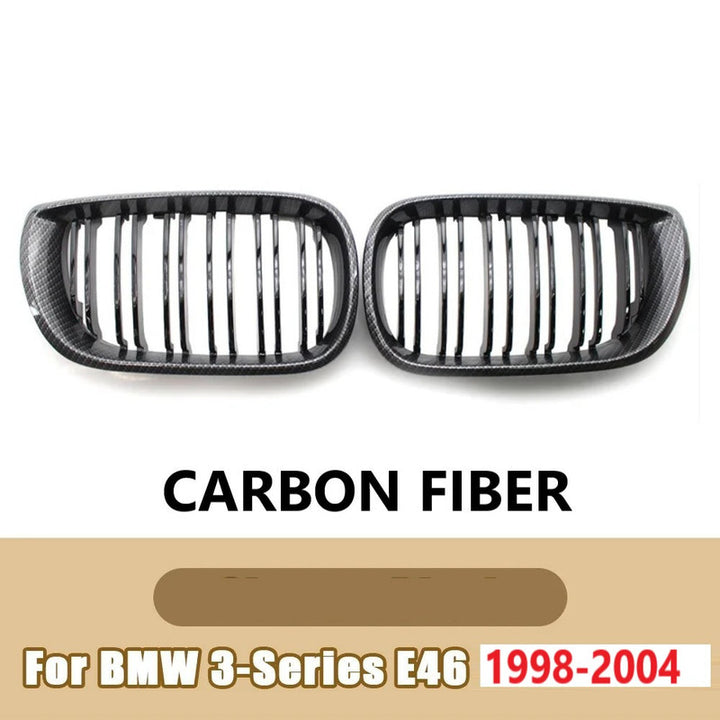 Car Craft Compatible With Bmw 3 Series E46 1998-2004 Upgrade Front Bumper Show Grill Carbon Fiber Look 4 Door - CAR CRAFT INDIA