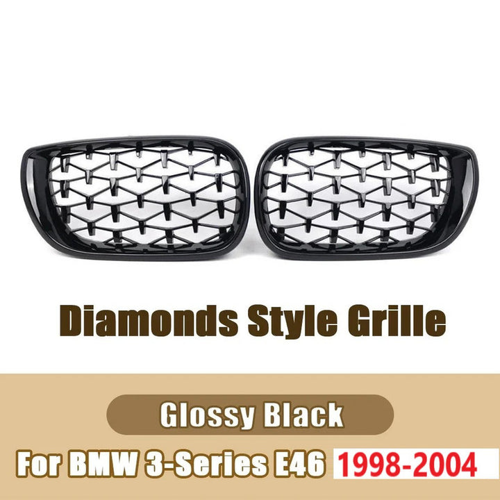 Car Craft Compatible With Bmw 3 Series E46 1998-2004 Upgrade Front Bumper Show Grill Diamond Black 4 Door - CAR CRAFT INDIA