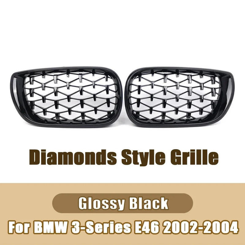 Car Craft Compatible With Bmw 3 Series E46 Lci 2001-2004 Upgrade Front Bumper Show Grill Diamond Black 2 Door - CAR CRAFT INDIA