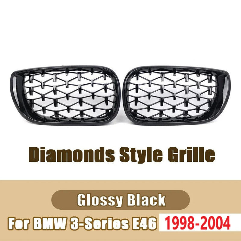 Car Craft Compatible With Bmw 3 Series E46 1998-2004 Upgrade Front Bumper Show Grill Diamond Black 2 Door - CAR CRAFT INDIA