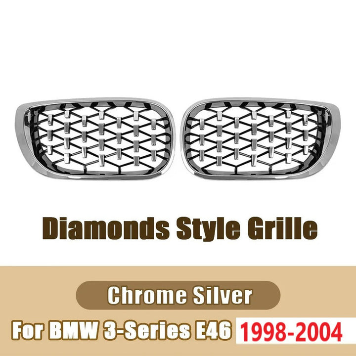 Car Craft Compatible With Bmw 3 Series E46 1998-2004 Upgrade Front Bumper Show Grill Diamond Chrome 2 Door - CAR CRAFT INDIA