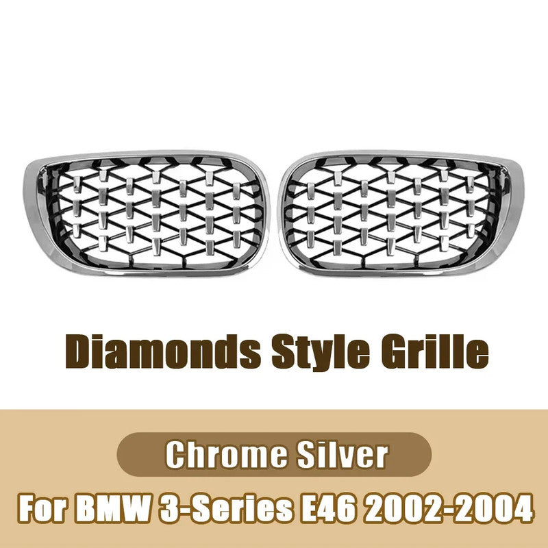 Car Craft Compatible With Bmw 3 Series E46 Lci 2001-2004 Upgrade Front Bumper Show Grill Diamond Chrome 4 Door - CAR CRAFT INDIA