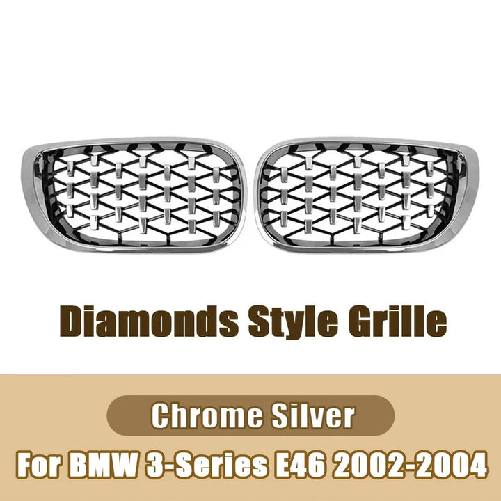 Car Craft Compatible With Bmw 3 Series E46 Lci 2001-2004 Upgrade Front Bumper Show Grill Diamond Chrome 4 Door - CAR CRAFT INDIA