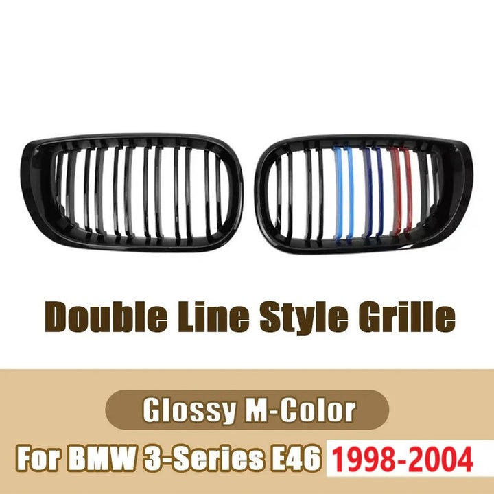 Car Craft Compatible With Bmw 3 Series E46 1998-2004 Upgrade Front Bumper Show Grill Tri Colour 2 Door - CAR CRAFT INDIA
