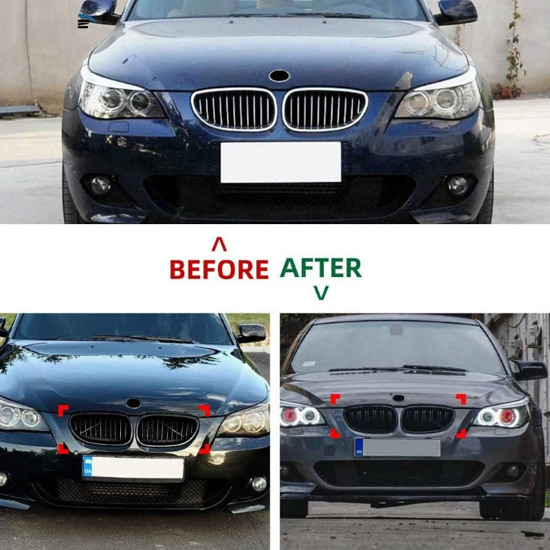 Car Craft Compatible With Bmw 5 Series E60 2004-2009 Front Bumper Show Mesh Grill Single Bar Line Zst-1427 Gb Single Glossy Black - CAR CRAFT INDIA