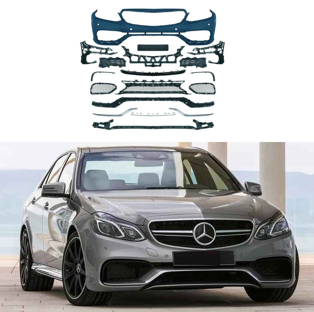 Car Craft Compatible With Mercedes Benz E Class W212 Lci 2014-2016 Front Rear Bumper Upgrade Convert To Amg E63 Amg Bumper Bodykit Diffuser Exhaust Tip Side Skirts W212-012 CC-9713