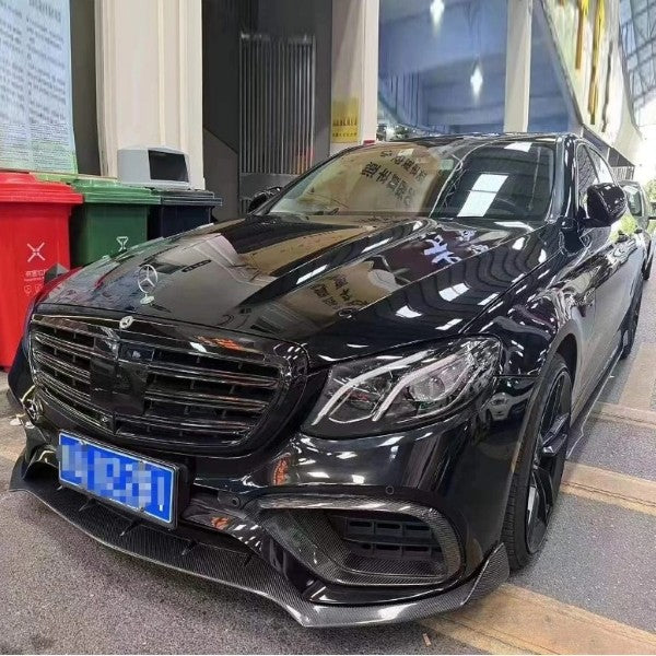 Car Craft Compatible With Mercedes Benz E Class W213 2016-2020 E63 Amg Bumper Brabus Bodykit Front Lip Diffuser Exhaust Tip Fog Gril Cover Trim Spoiler Real Carbon Fiber - CAR CRAFT INDIA