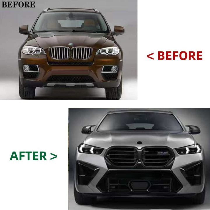 Car Craft Compatible With Bmw X6 E71 2006-2014 Side Rear View Mirror Cover Assembly Set For G06 2024 Convertion Kit Style Black